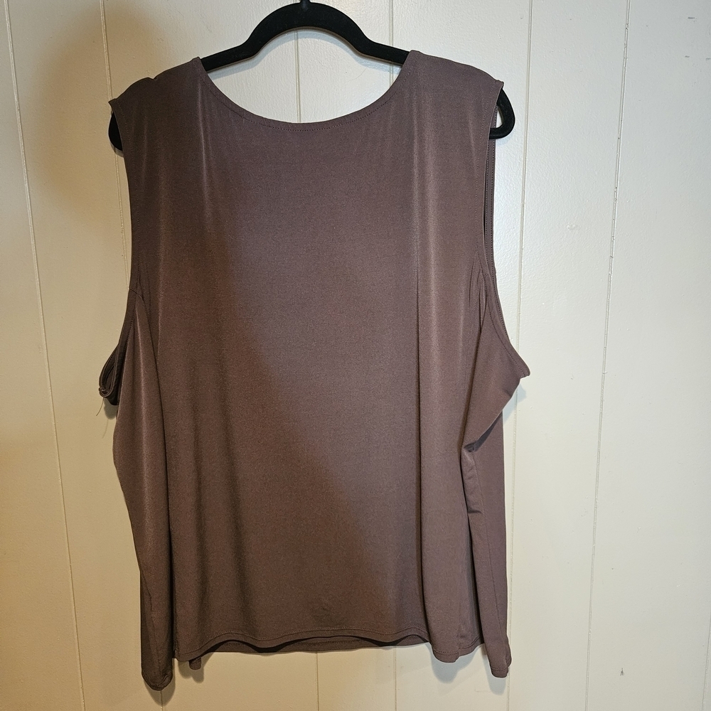 Soft by Avenue Brown Sleeveless Tank Top | Plus Size 30/32 | Stretch Comfort Bas - Picture 3 of 5